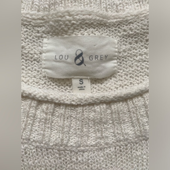 LOFT Lou & Grey Palm Leaf Sweater Size S Cotton Blend Casual Summer White Green - Picture 8 of 16